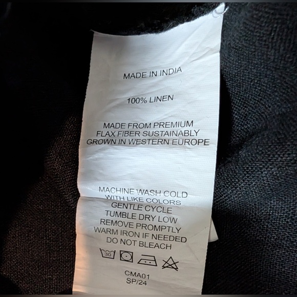 Quince Women’s 100% Linen Pajama Pants w/ Piping Black Size Medium - Picture 6 of 9